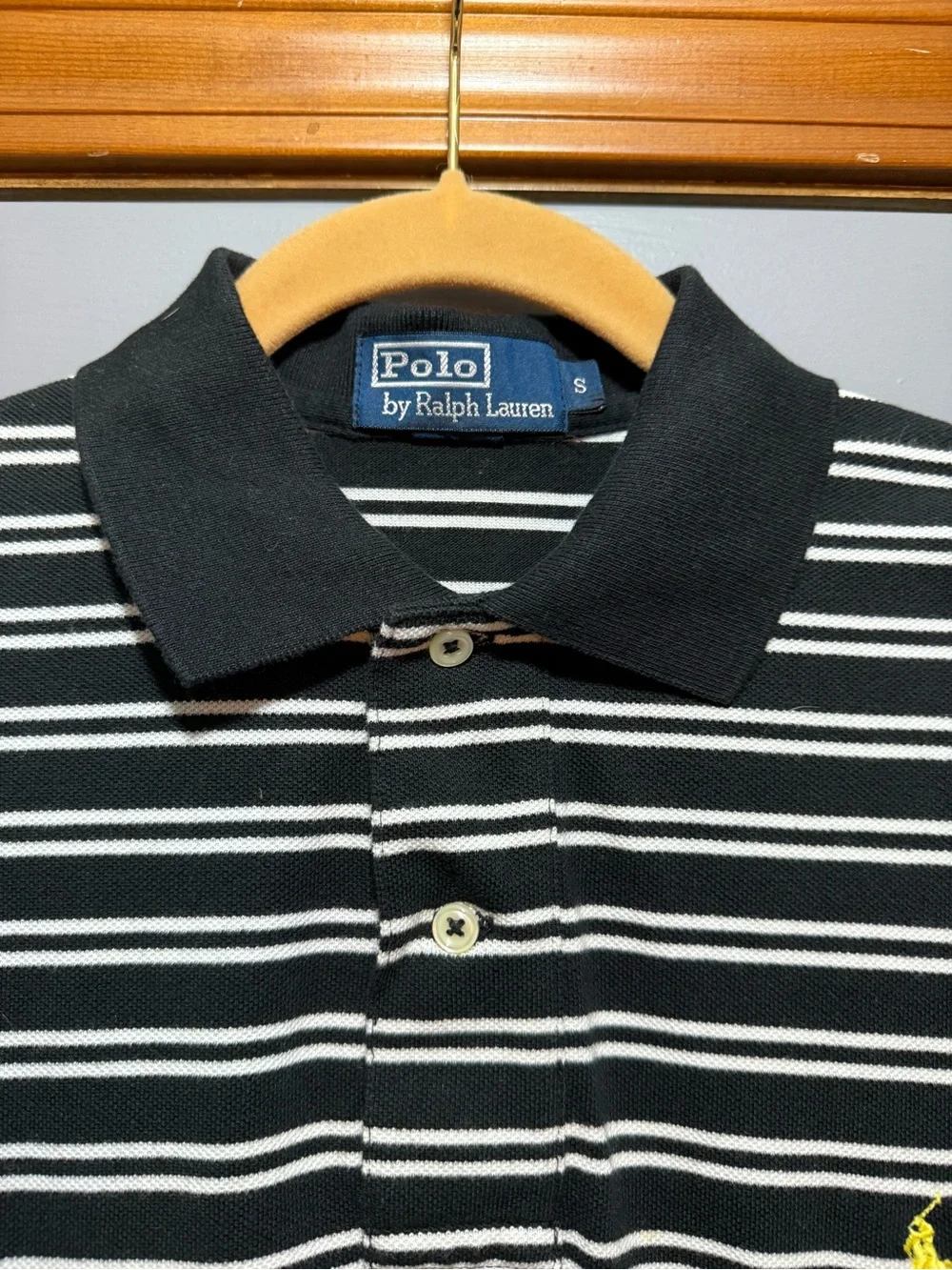 Polo by Ralph Lauren Black and White Striped Polo (men-small)